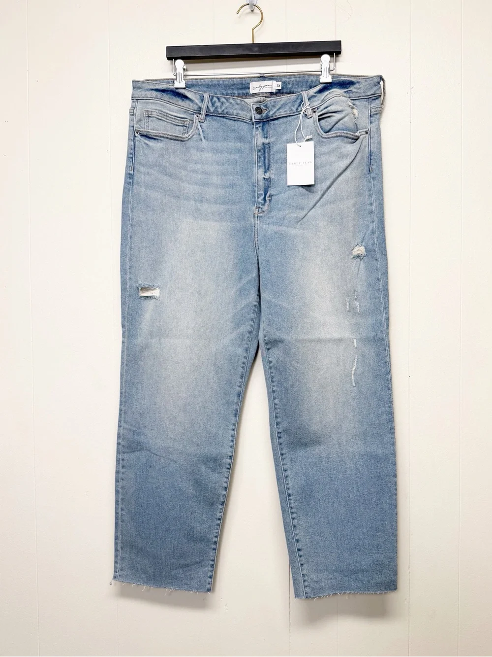 NEW CARLY JEAN LOS ANGELES CJLA Chrissy Jeans Light Wash Distressed 3X
